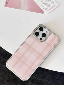 1 件格子韩式甜美树脂电镀银边 兼容 16 Pro Max/16 Pro/16 Plus/16/11/12/12 Pro/12 Pro Max/13/13 Pro/13 Pro Max/14/14 Plus/14 Pro/14 Pro Max/15/15 Plus/15 Pro/15 Pro Max - 粉色 - 查看 3