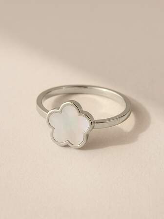 1Pc Fashion Stainless Steel Flower Ring For Women For Daily Life For Girlfriend Gift