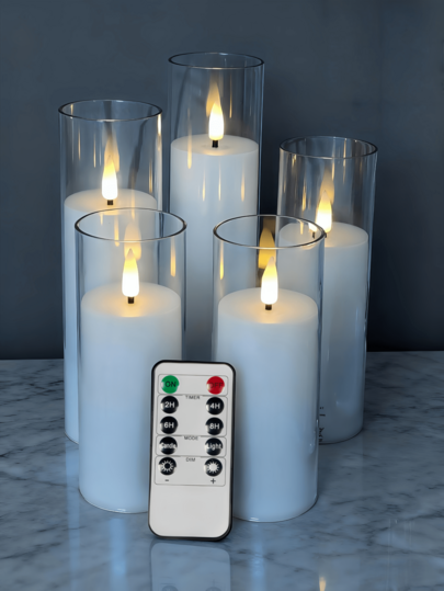 2/3/5pcs Flameless Pillar Candles, Battery Operated LED Candles With Remote Control And Timer, 2.2" Diameter X 5"/6"/7" Height, Suitable For Wedding, Home Decor, Christmas, Party, Dining Table Centerpiece, Candle Warmer, Gift