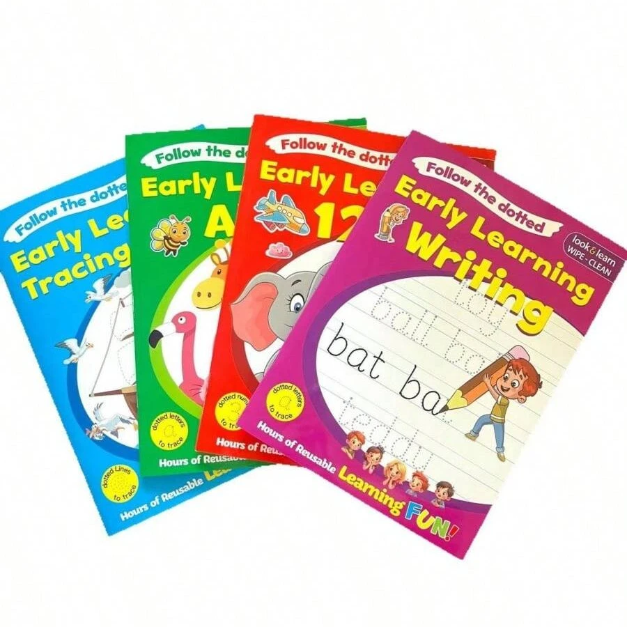 Cuaderno de práctica de escritura a mano del alfabeto y números en inglés, adecuado para el entrenamiento de caligrafía de estudiantes, recompensas para estudiantes - Multicolor - Ver 1