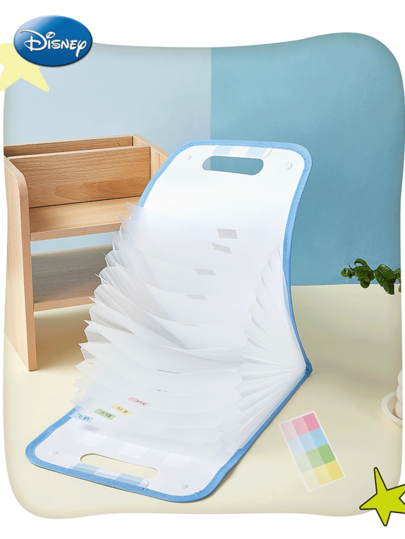 Disney 1 Stück Disney offiziell lizenzierte Dokumententasche mit Stitch Cartoon Charakter Stationery Datei Tasche mit großer Kapazität, mehrlagig, wasserdicht, fleckresistent, tragbare Dokumentenmappe mit Registerkarten, kreative Raumdekoration, Weihnachts-, Halloween-, Geburtstagssurprise-Geschenk für Familie und Freunde