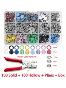 EDCUEBE7 50-200 piezas de botones a presión sólidos y huecos de colores, kit de herramientas de alicates de acero inoxidable para botones a presión, adecuado para manualidades, costura, proyectos DIY, ropa, pantalones, baberos, sombreros, zapatos, paraguas, tutorial de instalación para principiantes (mezcla aleatoria de botones a presión), excelente para regalos de vacaciones - Multicolor - Ver 19