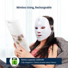 7 Colors Led Facial Mask With Neck Red Light Therapy Mask For Skin Tightening Lifting Anti-Aging Bio-Light Beauty Whitening Home - White - View 4