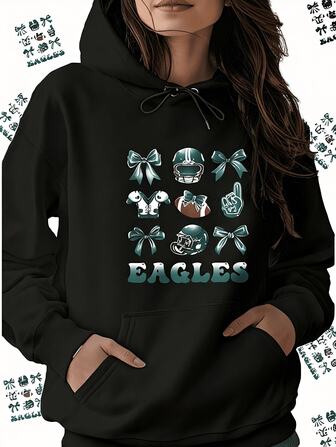 Unisex Eagles Football Symbols And Ribbons Fun Sweatshirt Classic Long-Sleeved Casual