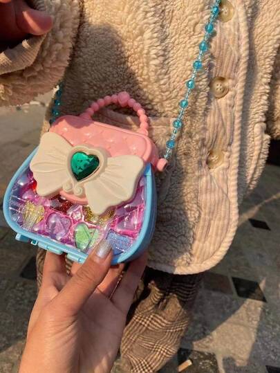 Kids' Dress-Up Toy Set For Gifting - Makeup Kit, Bowknot Handbag, Jewelry Storage Crossbody Bag | Perfect For Party, Birthday, Christmas