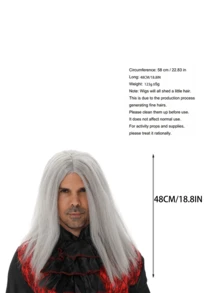 Party Vampire Gray-White Long Straight Wig - Wig For Carnival, Vampire Role-Playing With Mysterious & Scary Vibe,Halloween - Multicolor - View 2