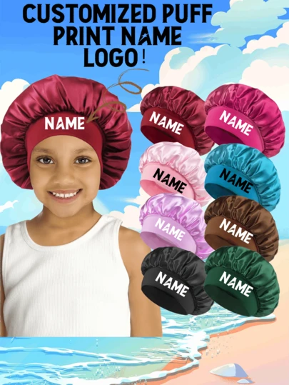 New Children's Elastic Color Ding Hat Candy Color Elastic Hairband Round Hat Baby Sleeping Hat Customized Name Logo