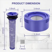 Filters Replacement Compatible With V7, V8 Animal And V8 Absolute Vacuum, Compare To Part 965661-01 And 967478-01, 3 Pre And 3 Post Filters