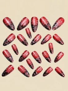 Christmas Nails, French Pointed Nails, Essential Manicure For Christmas. Snowflake Diamond False Nails,Fake Nails, Fall Press On Nails