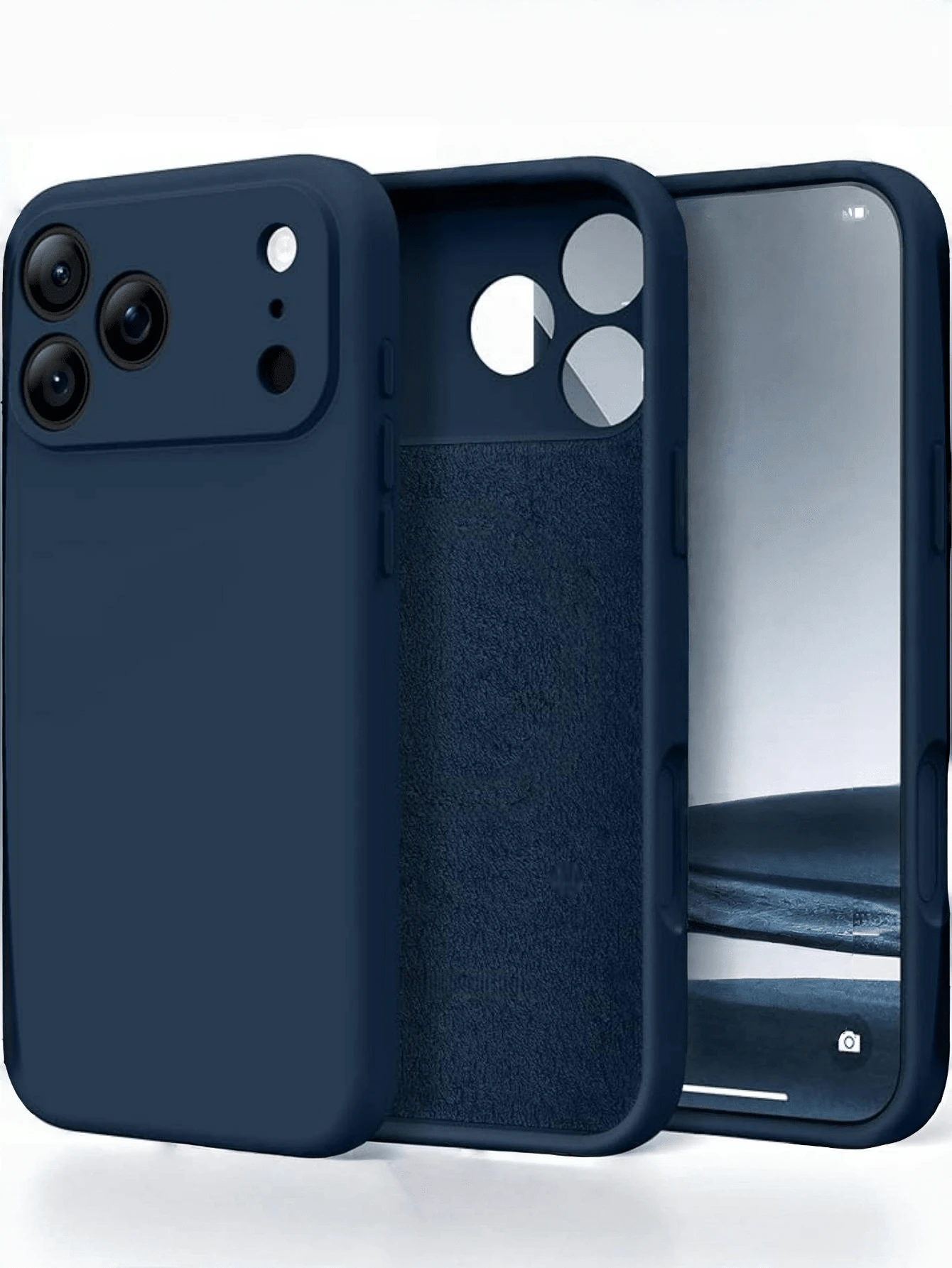 Funda de teléfono de unicolor versátil (azul marino/negro/rojo) | Material de textura de silicona líquida + forro interior suave | Recortes precisos y diseño minimalista de moda para protección contra impactos | Adecuado para compatible con Apple 17/17 Pro/17 Pro Max/17 Plus, compatible con Apple 16/15/14/13/12/11, S20-S25/Ultra, compatible con Redmi y otros modelos, esencial para entusiastas de la moda y usuarios de negocios, versión internacional, no la versión nacional