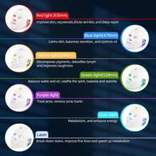 7 Colors Led Facial Mask With Neck Red Light Therapy Mask For Skin Tightening Lifting Anti-Aging Bio-Light Beauty Whitening Home - White - View 5