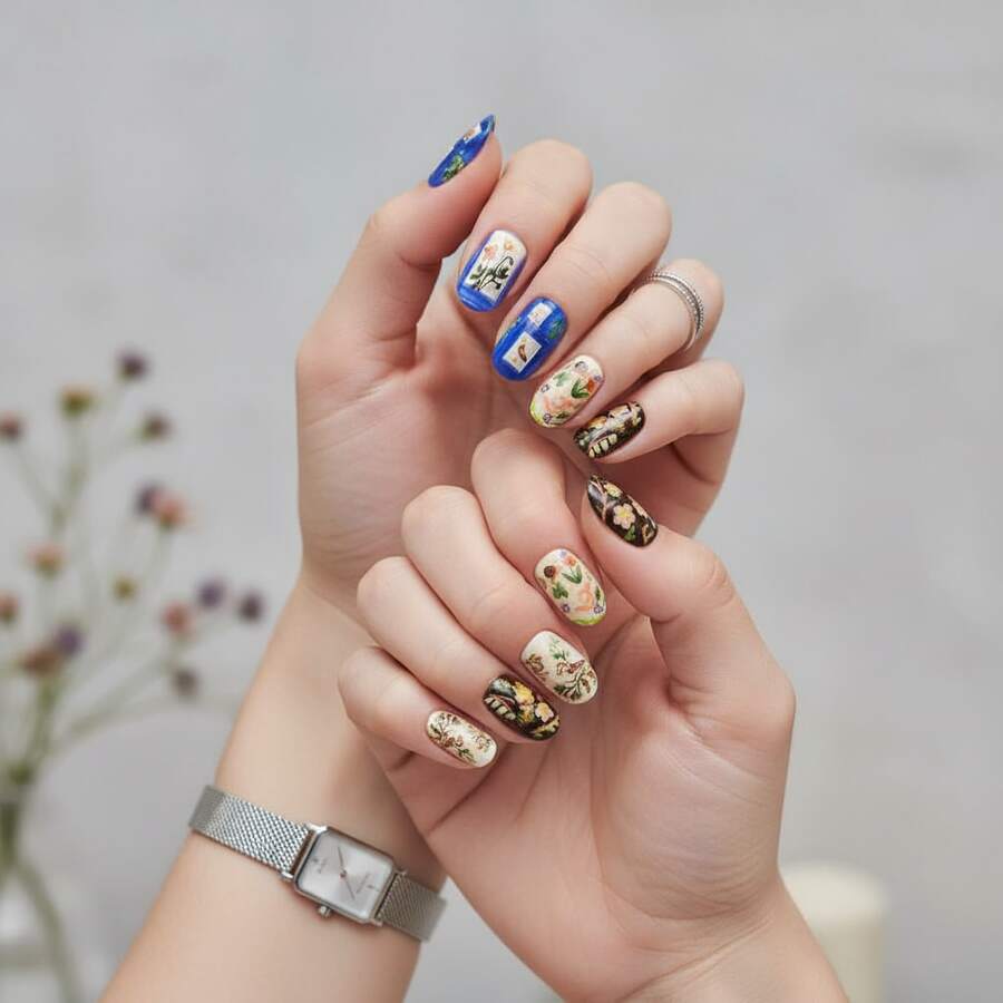 Holiday Bestseller 24-Piece Hand-Painted Premium Press-On Nails |   Handmade Y2K  Elegant Nail Kit