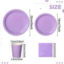 10pcs Lavender Purple Party Supplies Tableware Kit Purple Paper Plate Cups Napkins Dinnerware Set For Anniversary Wedding Birthday Bride Shower Party Supplies Table Decorations - Purple - View 2