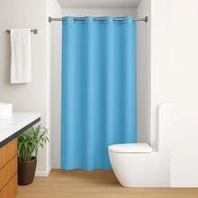 Waterproof PVC Shower Curtain, Anti-Mildew, 1.40 X 1.80 - Blue - View 1