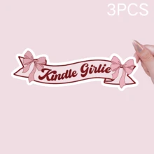 Kindle Girlie 防水乙烯基贴纸 - 粉色蝴蝶结书法设计，适用于笔记本电脑、水瓶等，贴纸 | 书法字体贴纸 | 背胶，防水贴纸，学习用品，返校季