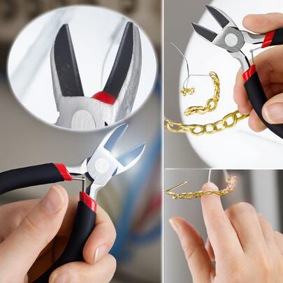 Juego de 8 Alicates para Hacer Joyas, Kit de Pinzas para Bisuteria Punta Corte Engarce Plana, Herramientas de Fabricación