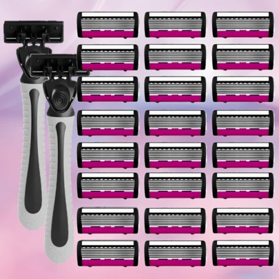 男女剃须刀，防滑手柄，6层手动剃须刀，替换刀片，剃须工具，干净顺滑的剃须体验