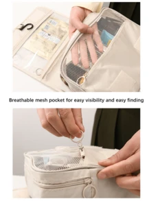 Bolsa de almacenamiento plegable de gran capacidad, multiusos y portátil para viajes. Bolsa de aseo, artículos de tocador y accesorios de ducha. Bolsa colgante impermeable para maquillaje y organizador de cosméticos. Artículos esenciales para viajes, playa, cruceros, regalos de dama de honor y útiles escolares. - Multicolor - Ver 6