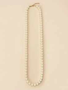 1 pieza Collar largo de cuentas geométricas de plástico de estilo bohemio, hecho a mano para mujeres, se puede usar en doble capa, adecuado para verano, playa, vacaciones y uso diario