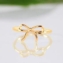 Fashionable Minimalist Bow Accent Ring For Women, Daily Wear, Birthday, Party Jewelry Valentines - 金色 - 查看 1
