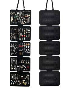 1 buah Papan Penyimpanan Bros Enamel Gantung, Panel Pajangan Bros Enamel Gantung, Penyimpanan Bros Gantung Lipat, Halaman Pajangan Bros Lencana Enamel, Rak Pajangan Koleksi Lencana Menampung Hingga 120 Bros, Hari Valentine, Dekorasi Rumah - Hitam - View 1