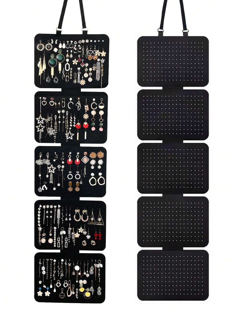 1 buah Papan Penyimpanan Bros Enamel Gantung, Panel Pajangan Bros Enamel Gantung, Penyimpanan Bros Gantung Lipat, Halaman Pajangan Bros Lencana Enamel, Rak Pajangan Koleksi Lencana Menampung Hingga 120 Bros, Hari Valentine, Dekorasi Rumah - Hitam - View 1