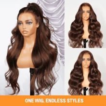 250% Human Hair Wigs Chocolate Brown Body Wave Wig Human Hair Glueless 13x4 Lace Front Wig #2 Dark Brown Wig 13x6x1T Part Wig Pre Plucked With Baby Hair Glueless Wigs #1B Natual Color Human Hair Chocolate Brown Body Wave Lace Front Wigs For Christmas - 巧克力棕 - 查看 7
