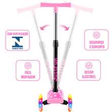 JustFun Children's Scooter 3 Led Wheels Foldable Kids Pink Scooter Kids - 淺粉色 - 查看 9