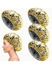 Wielokrotnego użytku czepek do włosów z folii aluminiowej, głęboko odżywiający, odpowiedni do wszystkich rodzajów włosów – idealny do farbowania i stylizacji, jakość salonowa - Złoto - Zobacz 5