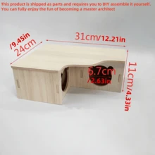 1 Peça Dormitório de Madeira Sólida para Hamster, Prancha de Estiletes, Vila Dupla Camada Urso Dourado, Vila de Madeira Sólida para Hamster, Suprimentos para Hamster, Labirinto e Esconderijo de Madeira Multiambiente para Hamster, Escada de Três Cômodos, Brinquedos de Madeira Sólida Multiambiente para Hamster, Etc. Fornece Atividades Divertidas e Suprimentos de Nidificação Confortáveis para seus Animais de Estimação