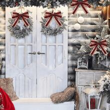 2 Rolls Of Christmas Red And Black Checkered Ribbon With Jute Thread Trim, Crafted From Woven Fabric. Ideal For Decorating Doors, Windows, Railings, Christmas Trees, And DIY Bow Wrapping Home Decor Christmas Decorations Room Decor Winter