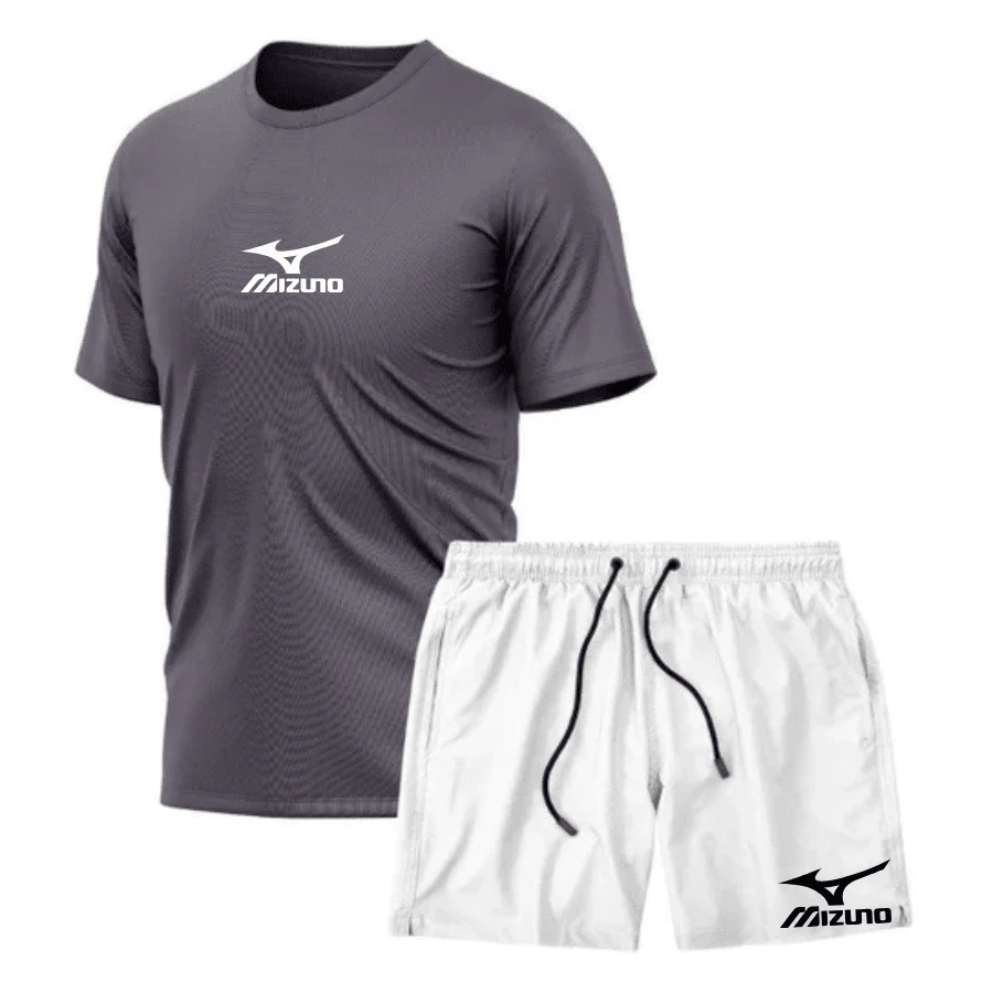 KIT MEN'S SET BERMUDA SHORTS TACTEL + DRY FIT SPORTS SHIRT MIZZ GYM - 灰色/白色 - 查看 1
