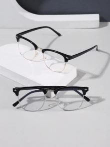 1副男士半框眼镜，适用于电脑、阅读、游戏、电视和手机 - 金框[灰片] - 查看 3