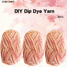 3 团柔软渐变色纱线，钩针和针织纱线，适合日常 DIY 钩针和针织毛衣、围巾、帽子、DIY 工艺品，50 克 * 3，适合初学者