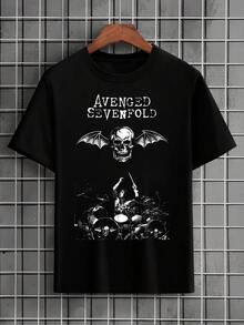Avenged 7Fold T-Shirt The Rev Skull Drummer Rock International Music Shirt Blouse Unisex Male Female 100% Cotton Top Premium Streetwear Launch Immediate Shipping Various Colors Black White!! Plus Size - 黑色 - 查看 1
