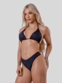 Biquíni Feminino Cortininha Com Calcinha Asa Delta - Preto - Visão 2
