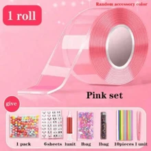 儿童纳米胶带泡泡套装，包含发光、粘土、可爱贴纸和配件工具纳米泡泡胶带套装，适合儿童、青少年和女孩纳米胶带工艺品（配件包颜色随机） - 彩色 - 查看 4