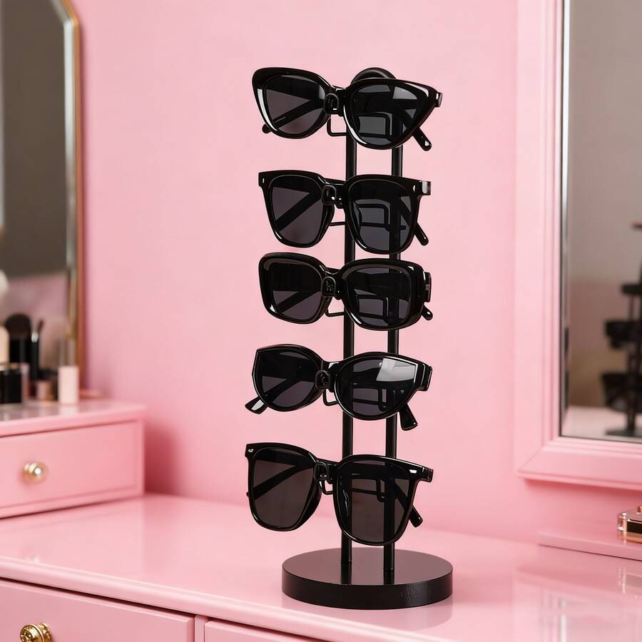 1pc Eyewear Display Stand, Fashion Glasses Storage Rack, Glasses Holder, Display Bracket, Metal Frame With Wooden Base Glasses Rack, Glasses Holder, Fashion Glasses Rack, Eyewear Storage Rack, Suitable For Home Bedroom, Table, Desk, Vanity, Etc.