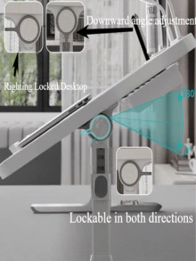 Foldable Laptop Bedside Table: Height And Angle Adjustable, Ideal For Bed, Sofa, Armchair And Floor - 灰色 - 查看 4