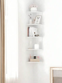 1pc Simple Wall Mounted Shelf Rack, Multi-Layer Wall Storage Organizer, Creative Wall Decor Rack For Bedroom, Living Room, Corner Bookshelf, Wall Hanging Display Shelf