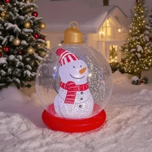 1 pieza Bola de Navidad inflable con LED y base roja - Árbol de Navidad, muñeco de nieve y decoración de invierno con efecto de parpadeo, control remoto y asa para colgar, adecuado para interiores/exteriores, decoración de Navidad, Año Nuevo y fiestas de invierno - Fácil de instalar, durable y portátil, adorno esférico con cambio de color, diseño clásico para celebración de Navidad y Año Nuevo