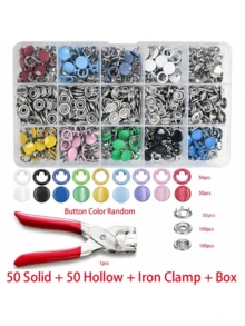 EDCUEBE7 50-200 piezas de botones a presión sólidos y huecos de colores, kit de herramientas de alicates de acero inoxidable para botones a presión, adecuado para manualidades, costura, proyectos DIY, ropa, pantalones, baberos, sombreros, zapatos, paraguas, tutorial de instalación para principiantes (mezcla aleatoria de botones a presión), excelente para regalos de vacaciones - Multicolor - Ver 17