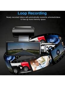 Dual Lens Dash Cam With Night Vision, Front And Rear Dual 1080P HD Cameras, Wide Angle Lens, 3.16" IPS Screen, 24-Hour Motion Detection Parking Monitor Mode, Supports 32GB Memory Card Loop Recording, 150mAh Battery Capacity