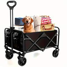 220/450/680 Lbs Capacity Heavy-Duty All-Terrain Folding Cart - Iron Frame And 600D Oxford Fabric, Foldable Multi-Purpose Wagon For Camping, Gardening, Beach, Shopping,Track And Field Equipment Transport Vehicle, No Assembly Required, Wagons Carts Heavy Duty Foldable - màu đen - Xem 8