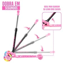 JustFun Children's Scooter 3 Led Wheels Foldable Kids Pink Scooter Kids - 淺粉色 - 查看 8