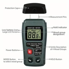 [Accurate Wood Moisture Meter] Wood Moisture Meter With Large LCD Display - Precise Digital Hygrometer For All Wood Species, Ergonomic Design, Battery-Powered