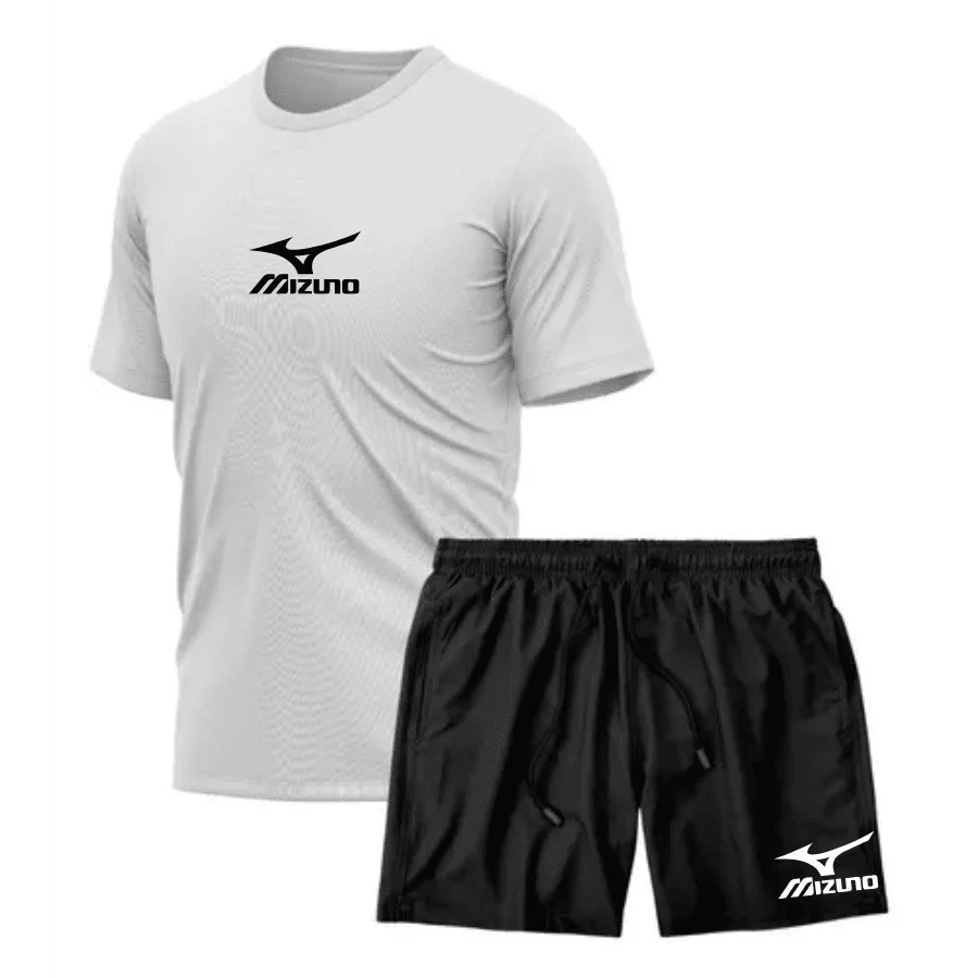 KIT MEN'S SET BERMUDA SHORTS TACTEL + DRY FIT SPORTS SHIRT MIZZ GYM - 黑與白 - 查看 1