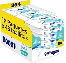 ✅ Delivery 24/72 Dodot Aqua Pure Baby Wipes, 99% Water, 864 Wipes, 18 Packs (18 X 48) Of Baby Wipes - 18x48 - View 1