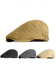 1 件可调节纯色贝雷帽，时尚户外休闲帽，适合街头、商务派对、秋冬 - 均碼 - 查看 9