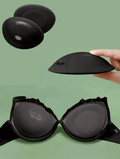 1 Pair Self-Adhesive Bra Pads For Women, Suitable For Bras, Swimwear Or Bikinis, Suitable For Larger Busts, Thickened Invisible, Applicable For Swimwear, Bikinis And Push-Up Bras, Regular Bra Cups